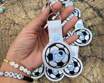 Fußball Personalisierter bestickter Schlüsselanhänger | Fußball Schlüsselanhänger | Sport Schlüsselanhänger | Personalisierter Fußball Schlüsselanhänger