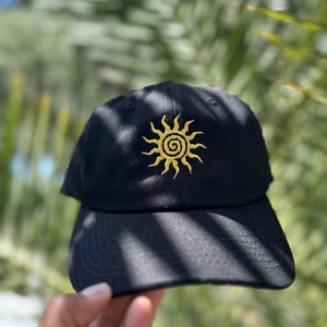 Spiral Sun Embroidered on Dad Hat Various Colors | Sun Hats | Sun Dad Hat Designs