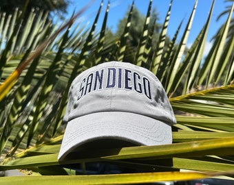 San Diego Design Embroidered on Dad Hats Various Colors | San Diego Embroidery Hat | Custom Padres Hat | Custom San Diego Hats