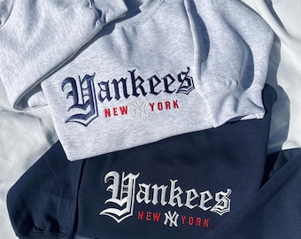 Yankees Baseball Old English Original Embroidered Crewneck Hoodies | New York Yankees Baseball Gear | NY Yankees | New York Yankees