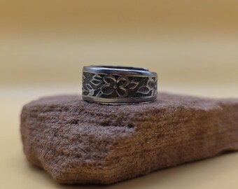 Size 9 1/2 Stainless Steel Floral Spoon Ring