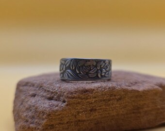 Size 8 Stainless Steel Floral Spoon Ring