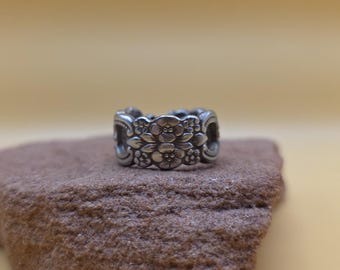 Size 6.5 Stainless Steel Floral Spoon Ring