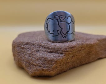 Size 8 Stainless Steel Winnie The Pooh Spoon Ring
