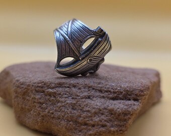 Size 8 Vintage Viking Ship Spoon Ring