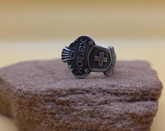 Size 9 Vintage Rolex Stainless Steel Spoon Ring