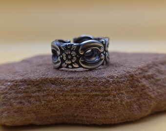 Size 9 Stainless Steel Floral Spoon Ring