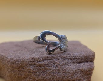 Size 9 Stainless Steel Heart Spoon Ring