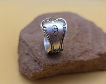 Size 8 Vintage Spoon Ring- G Initial