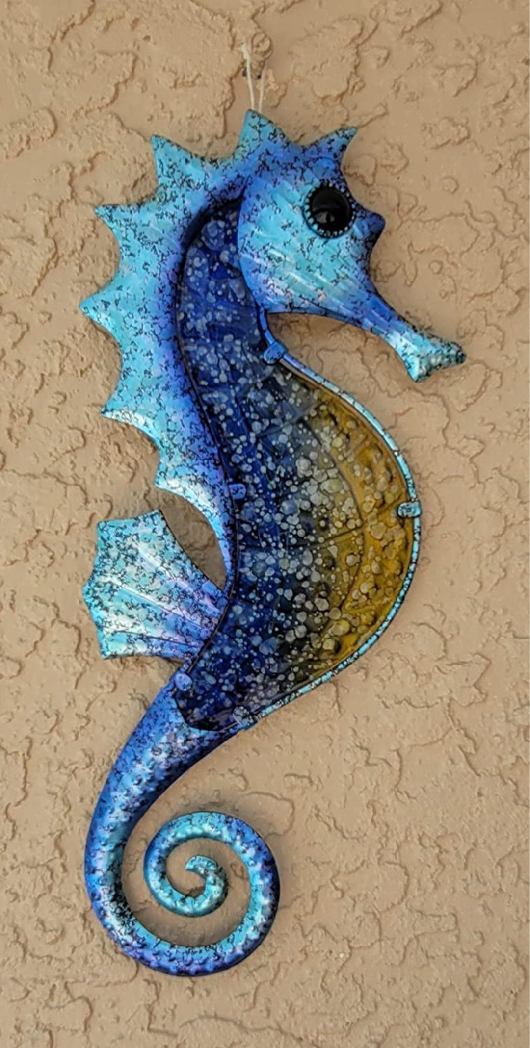 1 Piece Glass & Metal Metal Ocean Seahorse Wall Decor Beach Etsy