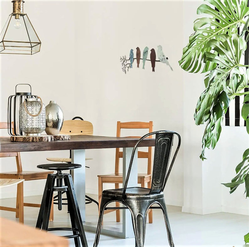 Metal Bird Wall Art Birds on the Branch Leaves Wall Decor Wall Etsy