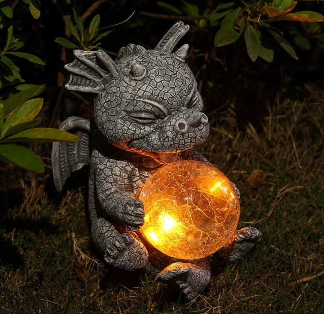 Baby Dragon Statue Garden Figurine Outdoor Statues Decor Etsy
