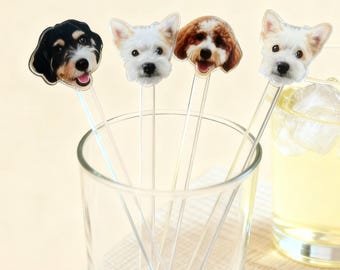 Personalized Pet Wedding Drink Stir Stick, Custom Pet Stir Stick, Dog Wedding Cocktail Stirrers, Cat Face Stirrers, Pet Party Stirrers