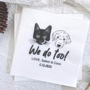 Tovaglioli personalizzati con ritratto di animali, tovaglioli per matrimonio con cani, tovaglioli personalizzati per matrimonio con animali, tovaglioli personalizzati per cocktail con animali, regalo unico per gli amanti degli animali