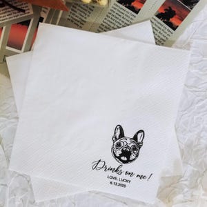 Tovaglioli personalizzati per matrimonio con cane, tovaglioli personalizzati con ritratto di cane, tovaglioli per matrimonio con cane, tovaglioli personalizzati per cocktail con animali, regalo unico per gli amanti degli animali