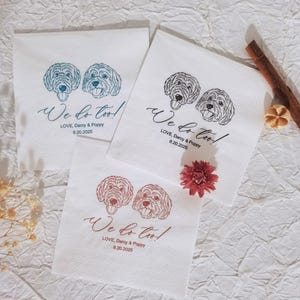 Tovaglioli personalizzati per matrimonio con cane, tovaglioli personalizzati per matrimonio con cane, tovaglioli con ritratto di animale domestico, tovaglioli personalizzati per cocktail con cane, regalo unico per gli amanti degli animali