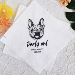 Tovaglioli personalizzati per matrimonio con cane, tovaglioli personalizzati per matrimonio con cane, tovaglioli personalizzati con ritratto di cane, regalo unico per amanti dei cani, tovaglioli personalizzati per cocktail con animali domestici