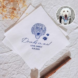 Tovaglioli per matrimonio con cani, tovaglioli personalizzati con ritratto di animali domestici, tovaglioli personalizzati per matrimonio con animali domestici, tovaglioli personalizzati per cocktail con animali domestici, regalo unico per gli amanti degli animali domestici