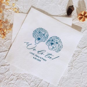 Tovaglioli per matrimonio con cani, tovaglioli personalizzati con ritratto di animali domestici, tovaglioli personalizzati per matrimonio con animali domestici, tovaglioli personalizzati per cocktail con animali domestici, regalo unico per gli amanti degli animali domestici