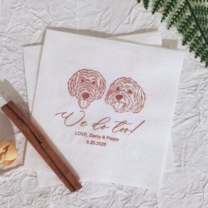 Tovaglioli personalizzati con ritratto di cane, tovaglioli per matrimonio con cane, tovaglioli personalizzati per matrimonio con animali, tovaglioli personalizzati per cocktail con animali, regalo unico per gli amanti degli animali.