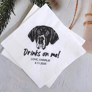 Tovaglioli personalizzati per matrimonio con cane, tovaglioli personalizzati con ritratto di cane, regalo unico per gli amanti dei cani, tovaglioli personalizzati per cocktail con animali, tovaglioli per matrimonio con cane