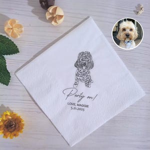 Wedding cocktail napkins, Dog Wedding Napkins, Custom Pet Portrait Wedding Napkins, Custom Pet Wedding Napkins, Unique Gift for Pet Lovers