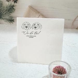 Tovaglioli personalizzati per matrimonio con cane, tovaglioli personalizzati con ritratto di animali domestici, tovaglioli per matrimonio con cane, tovaglioli personalizzati per cocktail con cane, regalo unico per gli amanti degli animali