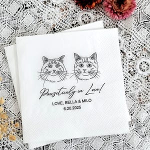 Tovaglioli personalizzati per matrimonio a tema gatto, tovaglioli personalizzati con ritratto di animali domestici, tovaglioli personalizzati per matrimonio a tema cane, tovaglioli personalizzati per cocktail a tema animale domestico, regalo unico per gli amanti degli animali.