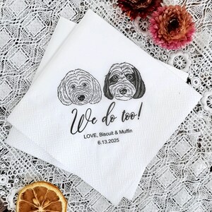 Tovaglioli personalizzati per matrimonio con cane, tovaglioli personalizzati con ritratto di animali, tovaglioli per matrimonio con cane, tovaglioli personalizzati per cocktail con animali, regalo unico per gli amanti degli animali