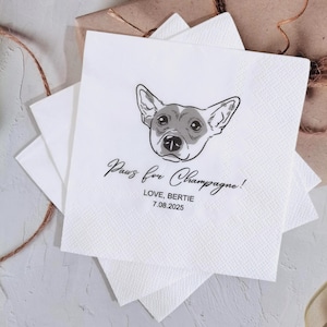 Tovaglioli personalizzati con ritratto di cane, regalo unico per gli amanti dei cani, tovaglioli da cocktail personalizzati per animali, tovaglioli per matrimonio con cane, tovaglioli personalizzati per matrimonio con animale