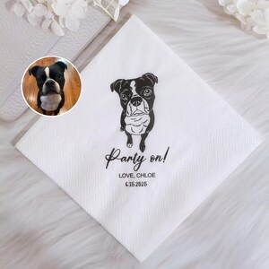 Regalo unico per gli amanti dei cani, tovaglioli da cocktail personalizzati per animali domestici, tovaglioli per matrimoni con cani, tovaglioli personalizzati con ritratto di animali domestici, tovaglioli personalizzati per matrimoni con animali domestici