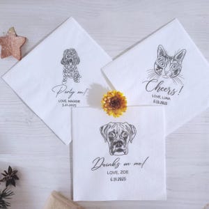 Unique Gift for Pet Lovers, Custom Pet Cocktail Napkins, Dog Wedding Napkins, Personalized Pet Portrait Napkins, Custom Pet Wedding Napkins