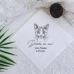 Tovaglioli per matrimonio con cani, tovaglioli personalizzati con ritratto di animali domestici, tovaglioli personalizzati per matrimonio con animali domestici, tovaglioli personalizzati per cocktail con animali domestici, regalo unico per gli amanti degli animali domestici