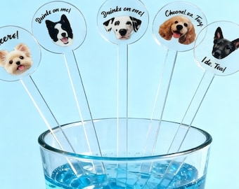 Signature Haustier-Getränk: Cocktail-Rührer, Hochzeits-Rührstäbchen, Hundegesicht-Rührstäbchen, Haustier-Gedenkgeschenk