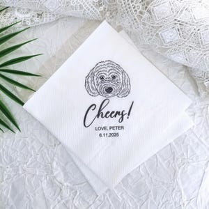 Tovaglioli personalizzati con ritratto di cane, tovaglioli per matrimonio con cane, tovaglioli personalizzati per matrimonio con animali, tovaglioli personalizzati per cocktail con animali, regalo unico per gli amanti degli animali.