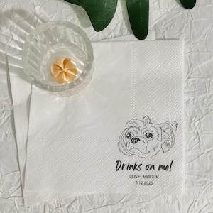 Tovaglioli personalizzati per matrimonio con animali domestici, tovaglioli personalizzati con ritratto di animali domestici, tovaglioli per matrimonio con cani, tovaglioli per cocktail con gatti personalizzati, regalo unico per gli amanti degli animali domestici