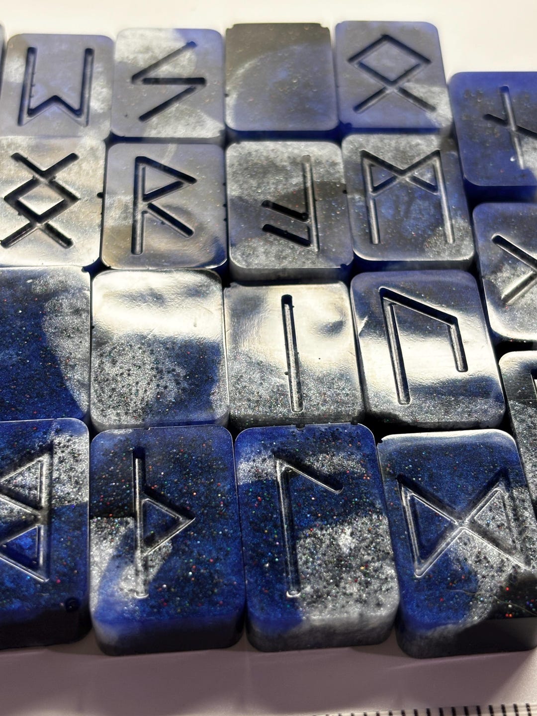 Light Blue Rune Mystic Shimmer Rune Set | Gothic Witchy Divination Runes | Black Blue ...