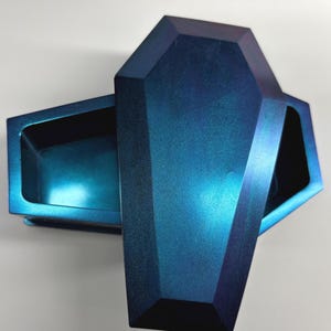 Small Gothic Resin Coffin Box in Iridescent Blue/Purple