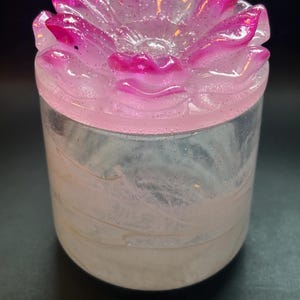 Gothic Pink Flower Jar, Witchy Trinket Box, Sparkle Resin Altar Decor, Floral Keepsake Pot, Spooky Cottagecore Gift