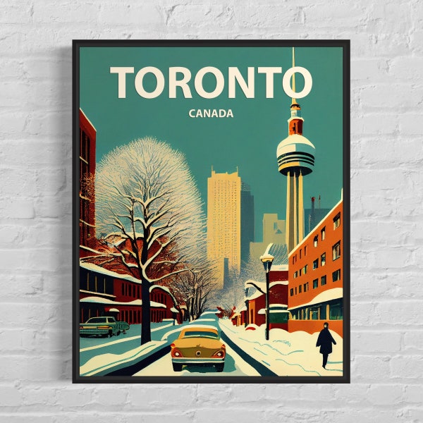 Impression d'art rétro de Toronto Canada, Illustration d'art mural Toronto Canada, affiche vintage Design minimaliste de Toronto Canada