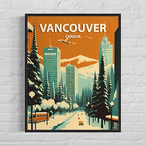 Vancouver Canada Retro Art Print, Vancouver Wall Art Illustration, Vancouver Vintage Minimal Design Poster