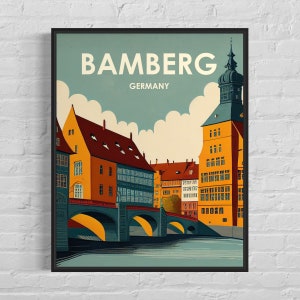 Bamberg Germany Retro Art Print, Bamberg Germany Wall Art Illustration, Bamberg Germany Vintage Minimal Design Poster