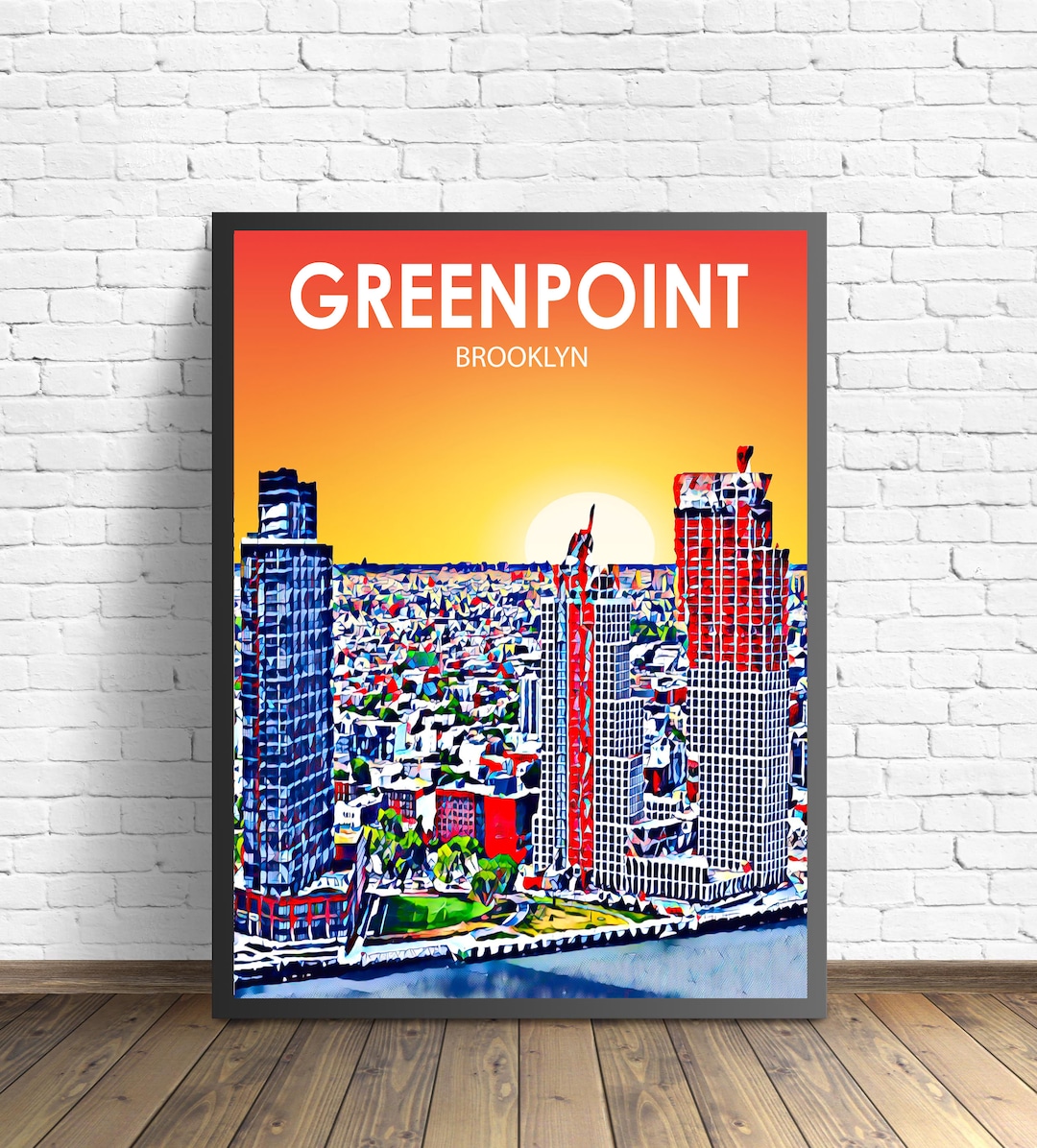 Greenpoint Brooklyn Sunset Landscape Poster, Greenpoint Print