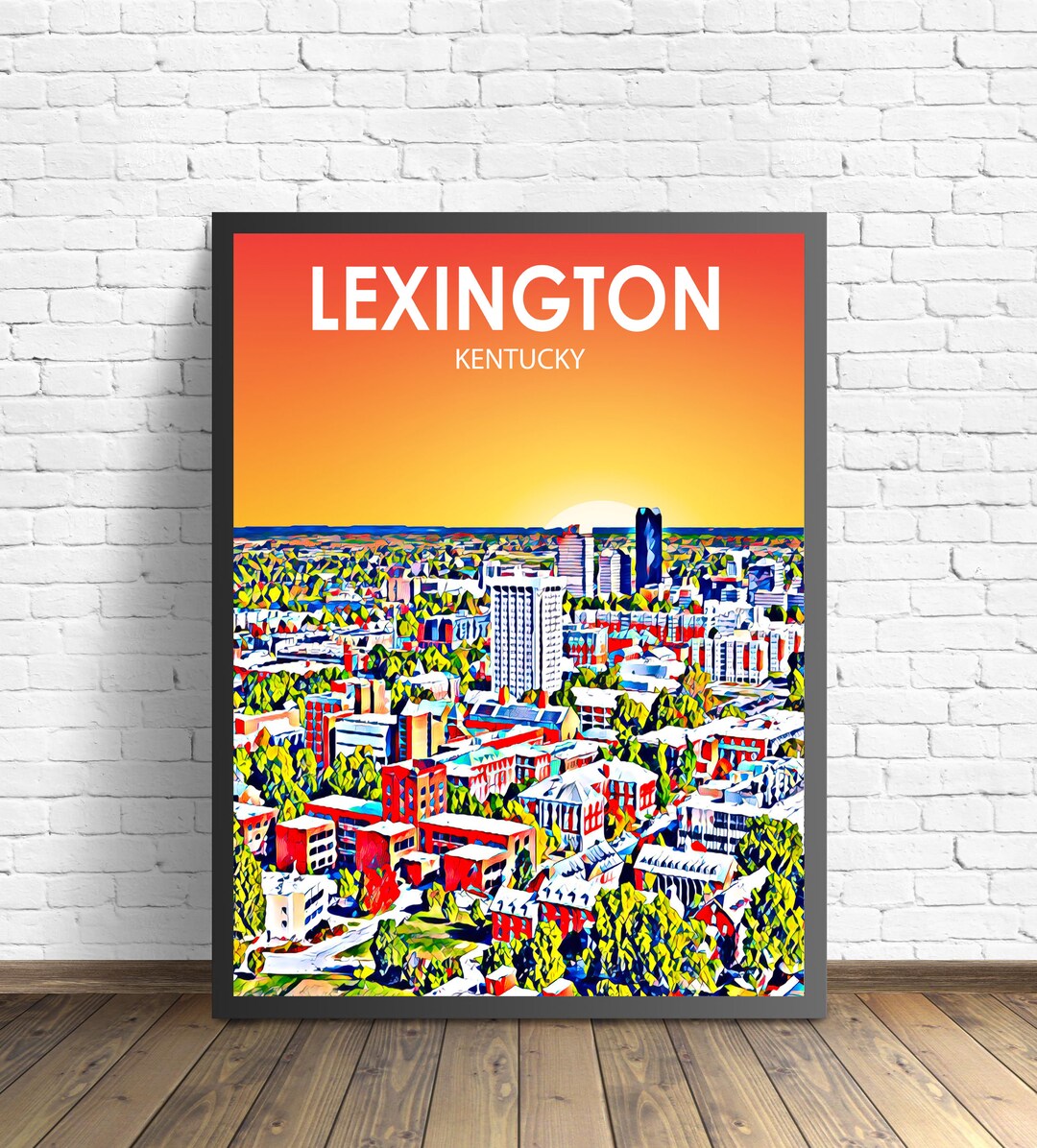 Lexington Kentucky Art Poster Sunset Landscape Poster Print, Lexington