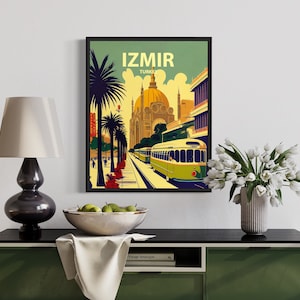 Izmir Retro Art Print, Izmir Wall Art Illustration, Izmir Vintage ...