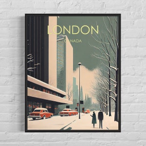 London Canada Retro Art Print, London Wall Art Illustration, London Vintage Minimal Design Poster