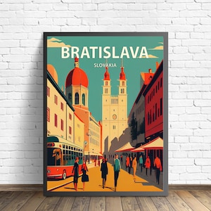 Bratislava Slovakia Retro Art Print, Bratislava Art Illustration, Bratislava Minimal Design Poster