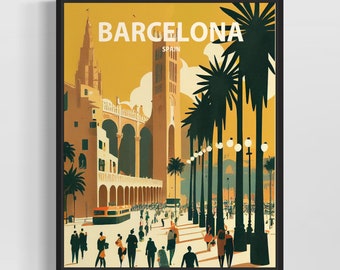 Barcelona Retro Art Print, Buenos Aires Wall Art Illustration, Buenos Aires Vintage Minimal Design Poster