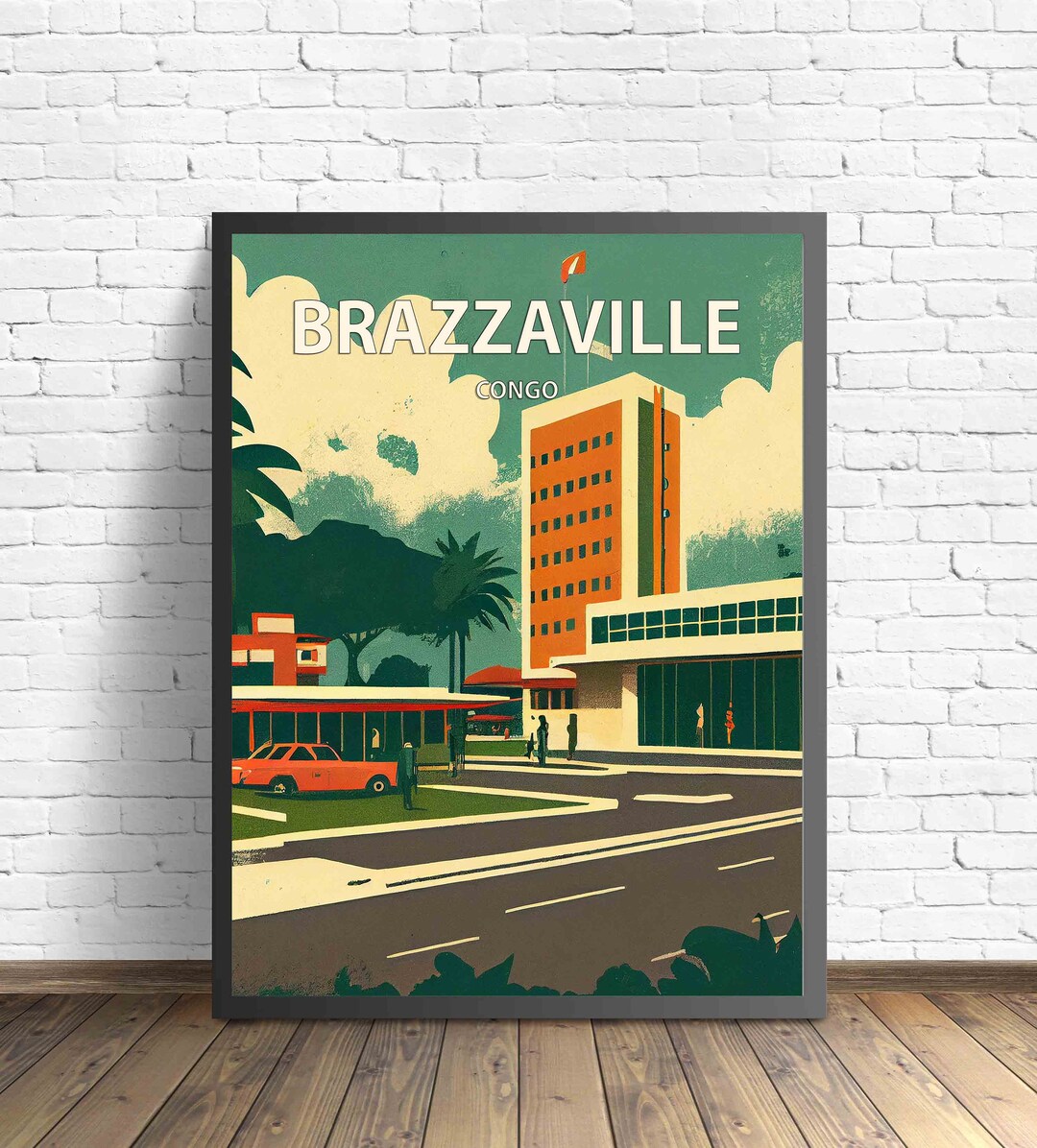 Brazzaville Congo Retro Art Print, Brazzaville Art Illustration, Brazzaville Minimal Design