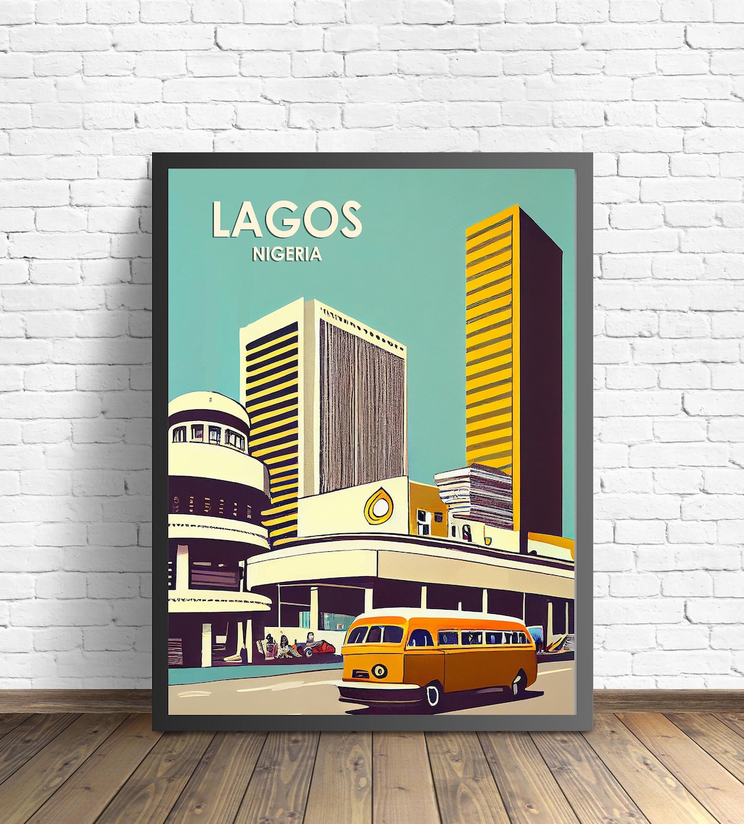 Lagos Nigeria Retro Art Print, Lagos Wall Art Illustration, Lagos